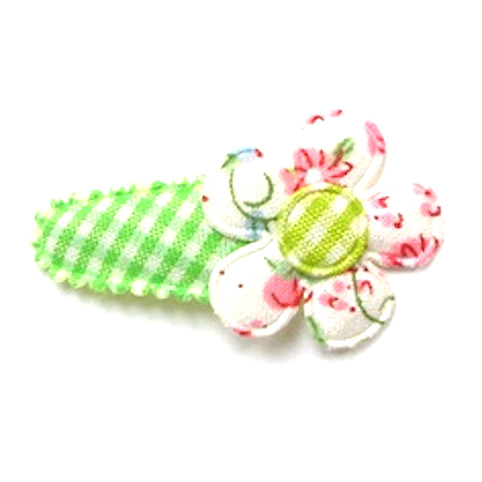 barrette bébé et petite fille en vichy vert