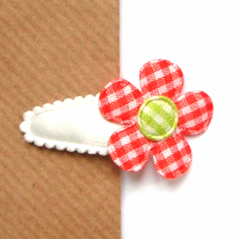 barrette bébé fille à fleur en vichy