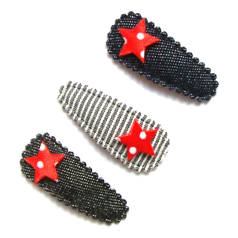 anti-slip baby hair clip with red satin star
