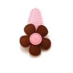 barrette bébé à fleur en feutrine brune