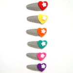 Barrette Pour Bébé & Petite Fille à Coeur Orange en Feutrine sur Housse Zébrée – Image 4
