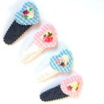 Barrette Bébé & Petite Fille à Coeur Bleu en Vichy sur Jean – Image 3